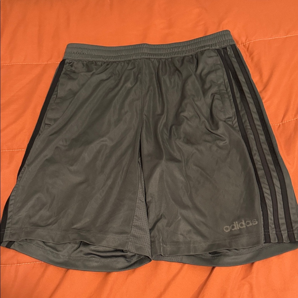 adidas Men’s Charcoal Athletic Shorts with Black Side Stripes